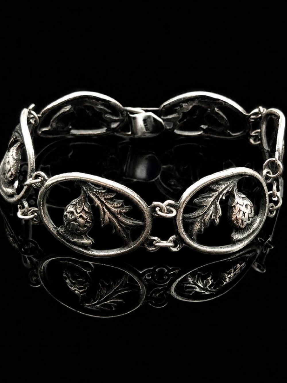 Vintage Sterling Silver Acorn & Oak Leaf Bracelet 8 Inch Nature Link Bracelet